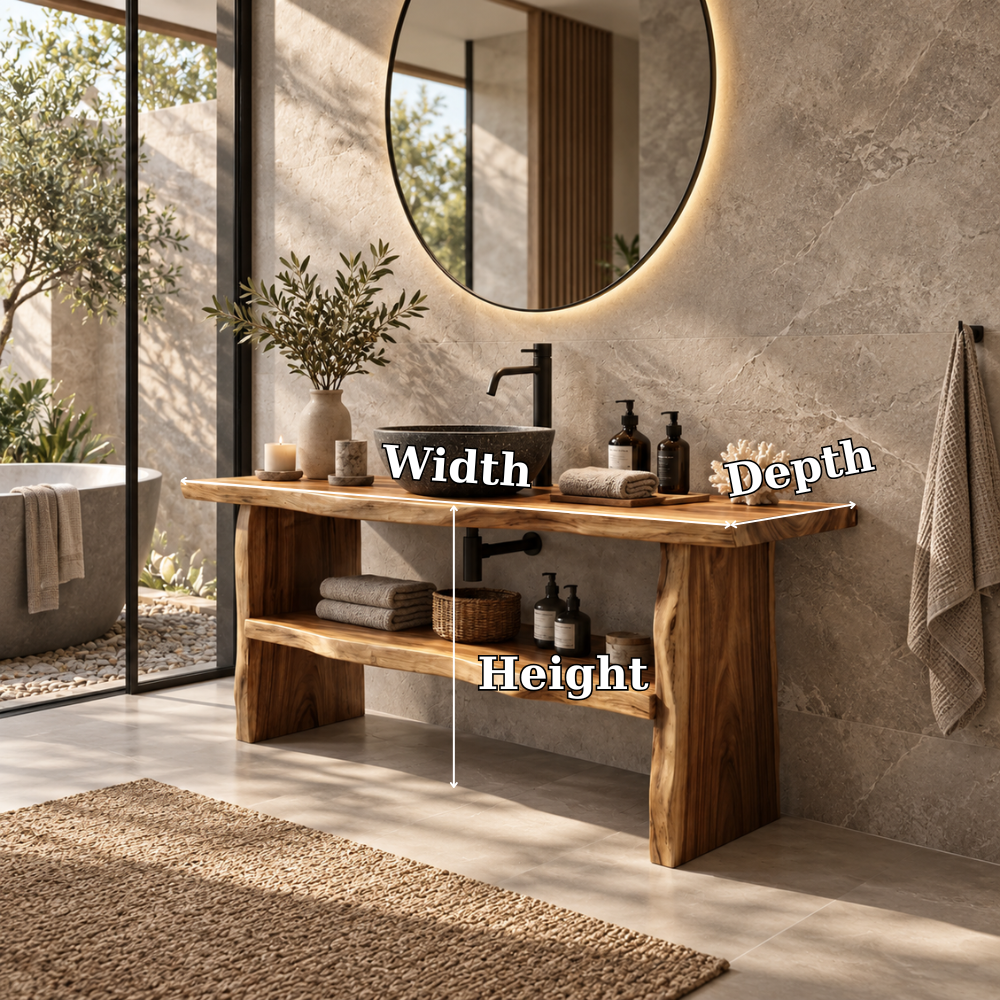 Arden Live Edge Solid Wood Bathroom Vanity