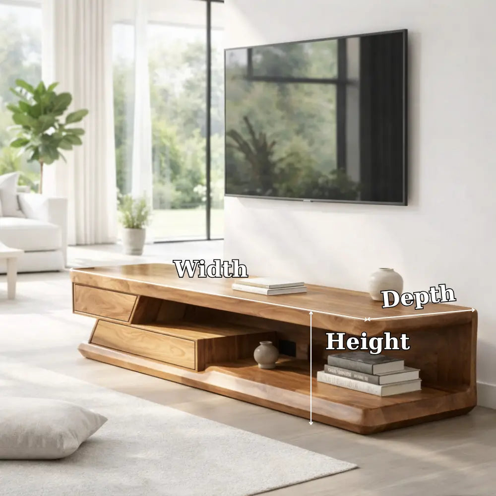 Solid Wood TV Cabinet Modern Low Profile Media Console Kitchnce