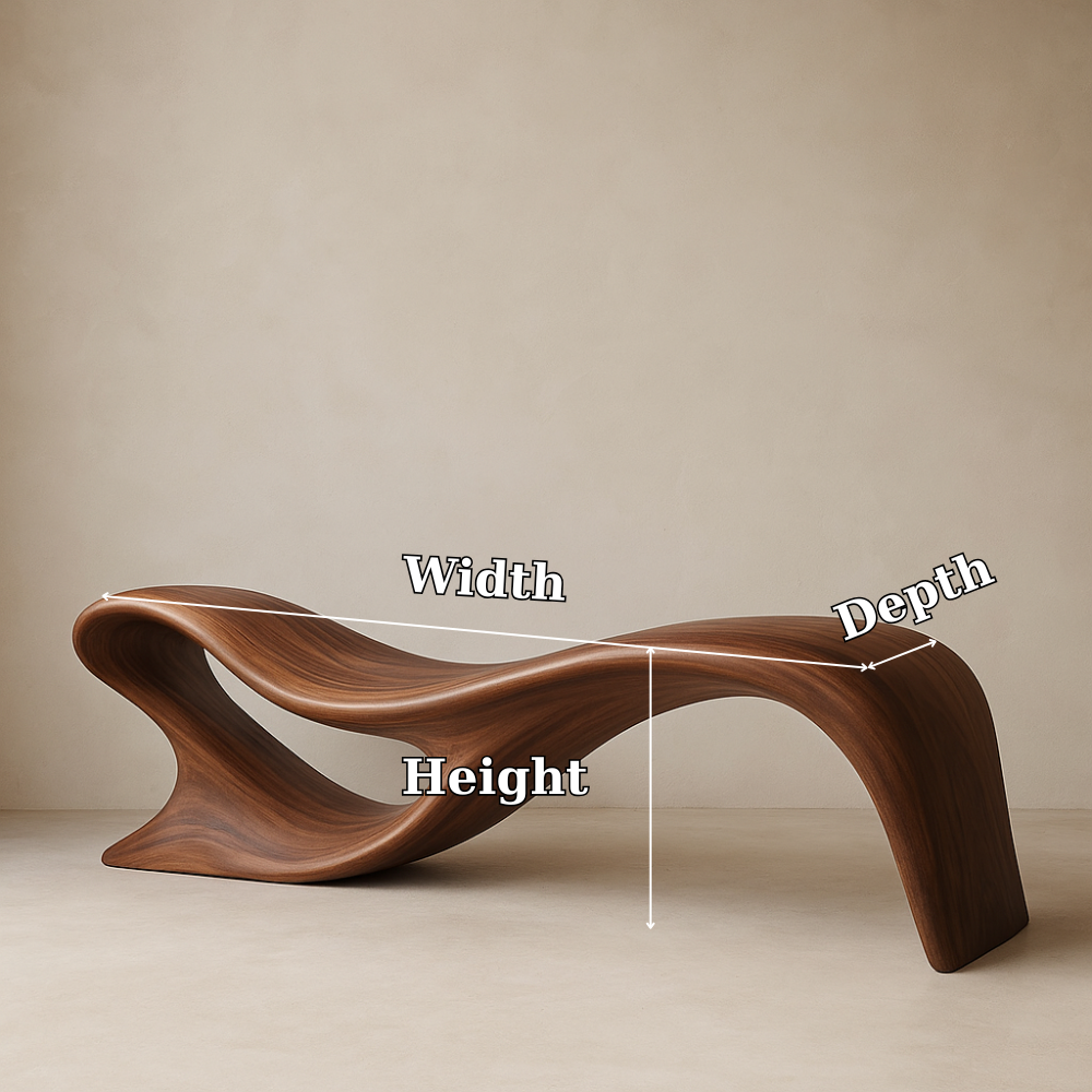 Modern Organic Solid Wood Bench – Artistic Curved Wooden Seating Bench Kitchnce