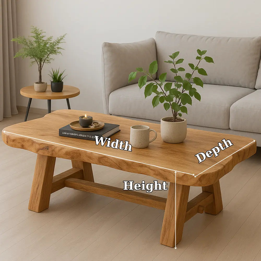 Handcrafted Solid Wood Coffee Table with Live Edge Design – Rustic Minimalist Centerpiece Kitchnce