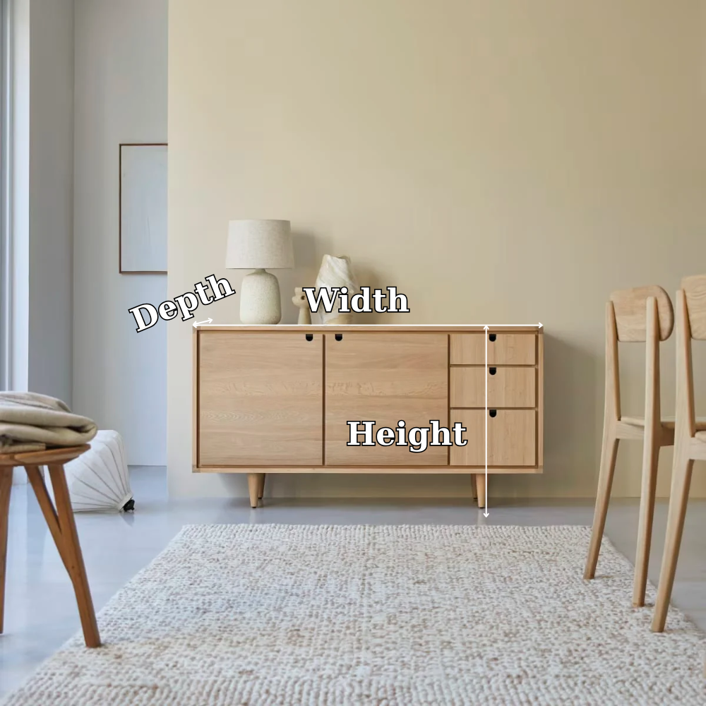 Solid Wood Sideboard Cabinet with Doors & Drawers – Minimalist Storage