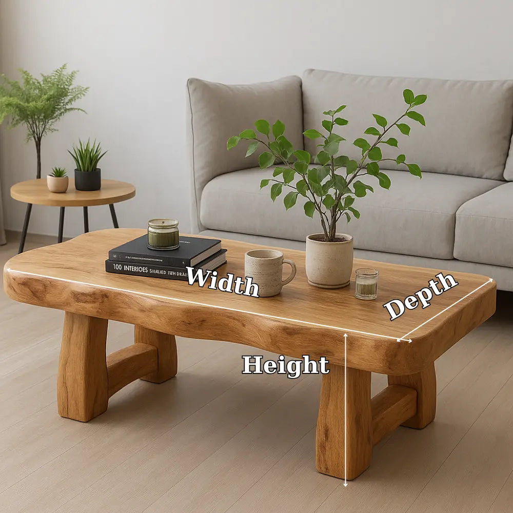 Handcrafted Solid Wood Coffee Table with Organic Live Edge – Natural Minimalist Design Kitchnce