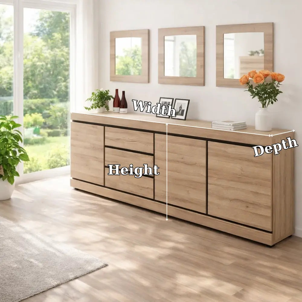 Modern Console Table with Drawers & Cabinet Storage Kitchnce