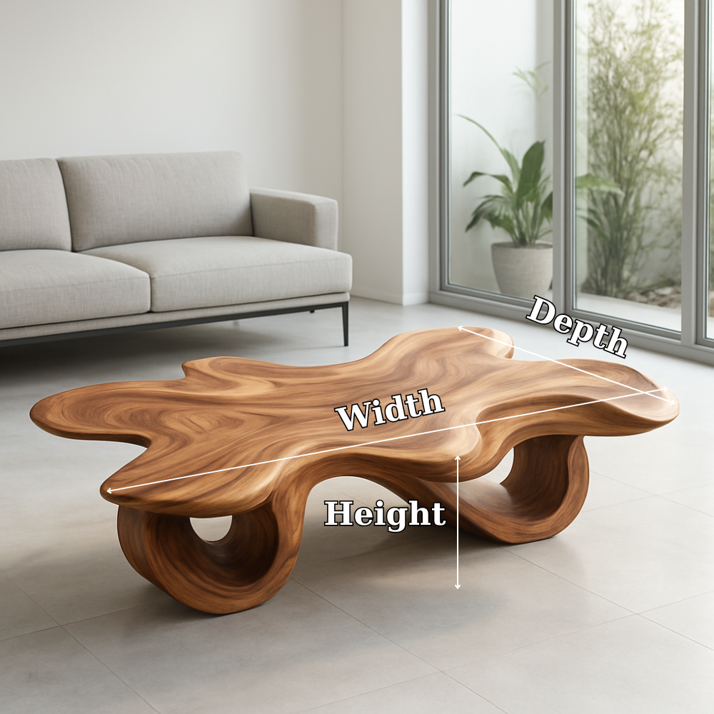 Handcrafted Solid Wood Coffee Table – Organic Sculpted Freeform Design Kitchnce