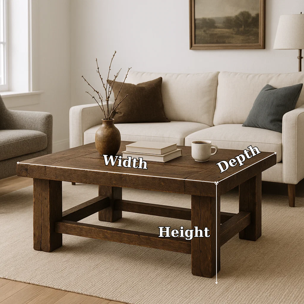 Handcrafted Solid Wood Coffee Table – Rustic Farmhouse Design with Timeless Character Kitchnce