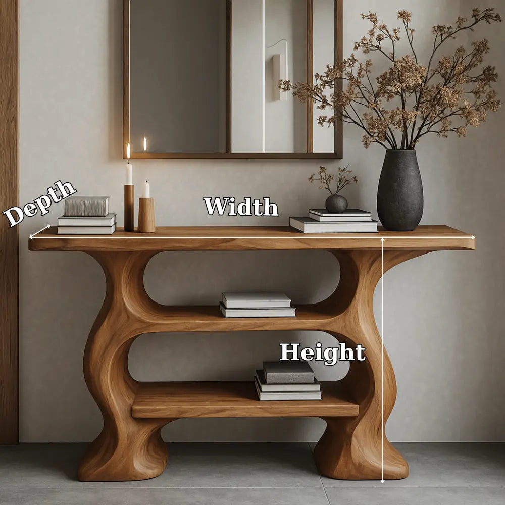 Handcrafted Solid Wood Console Table with Organic Flow Design – Modern Sculptural Accent Kitchnce
