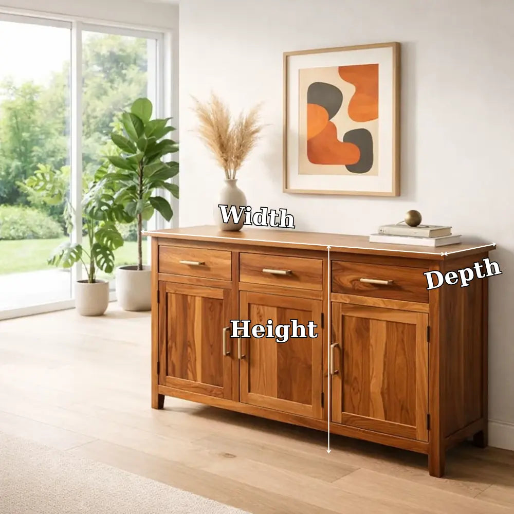 Modern Console Table with Drawers & Double Door Cabinets Kitchnce
