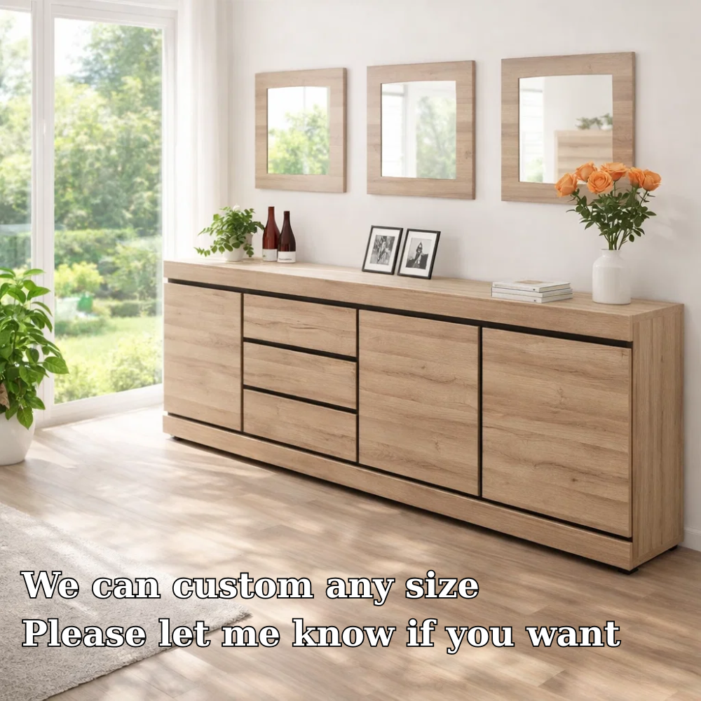 Modern Wide Sideboard Cabinet with Drawers and Doors