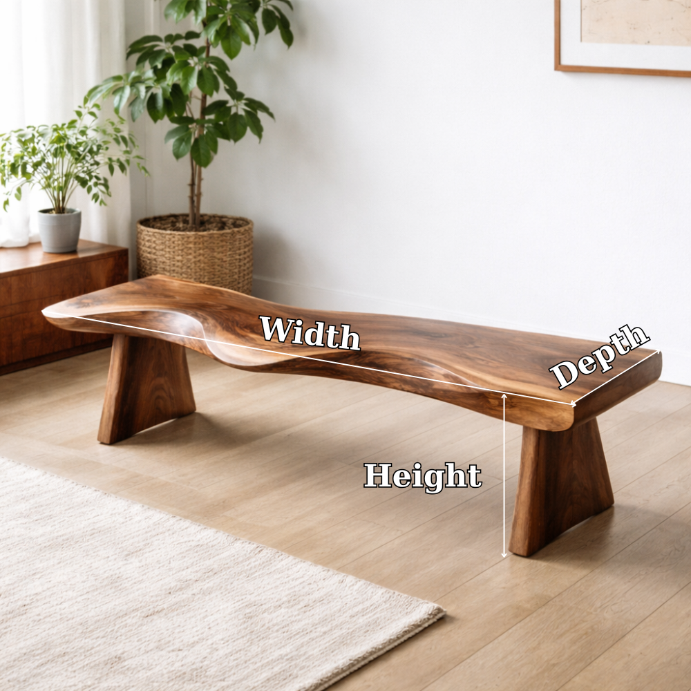 Live Edge Solid Wood Bench – Natural Wood Rustic Entryway Seating Bench Kitchnce