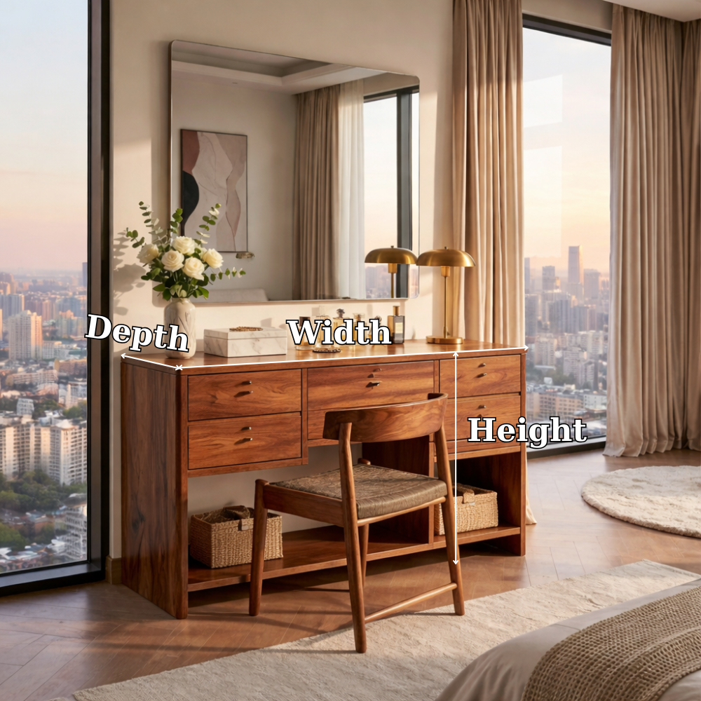 Handcrafted Solid Wood Makeup Vanity with Storage | Elegant Modern Design