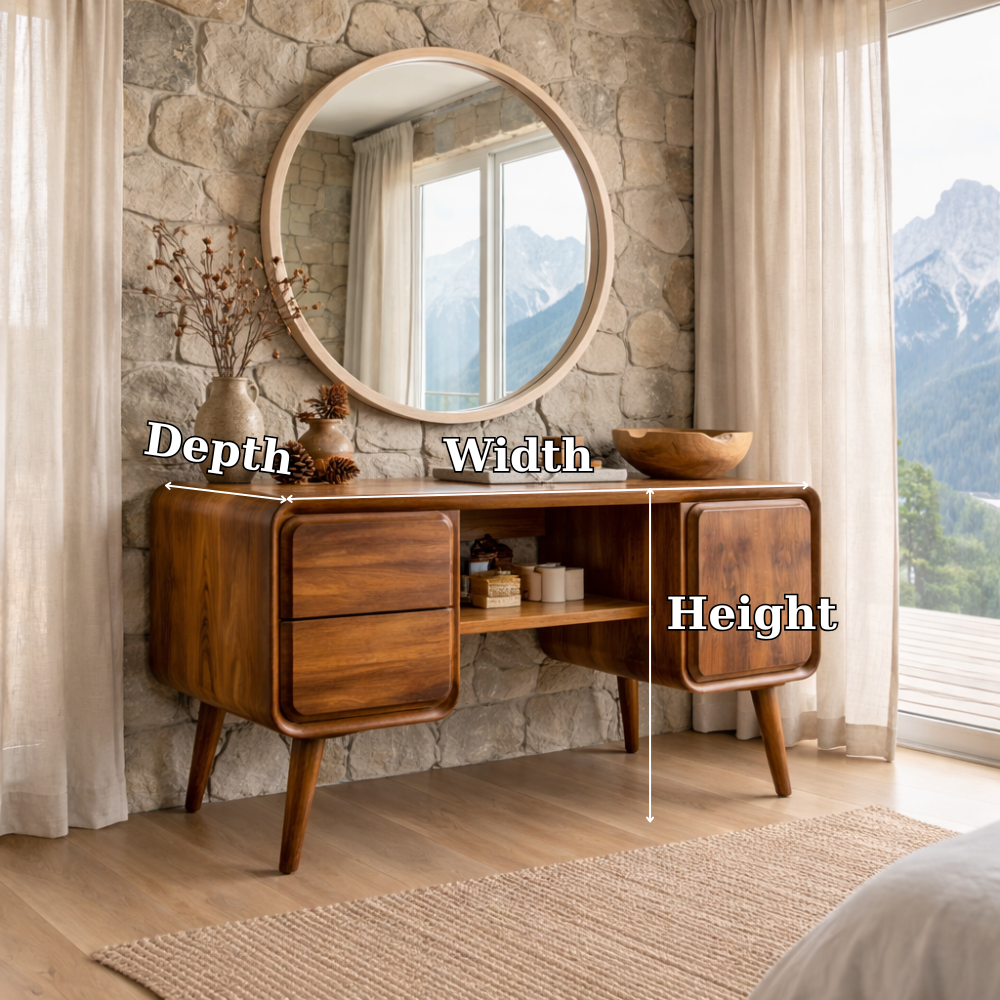 Solid Wood Makeup Vanity with Storage | Modern, Minimalist Design for Bedroom