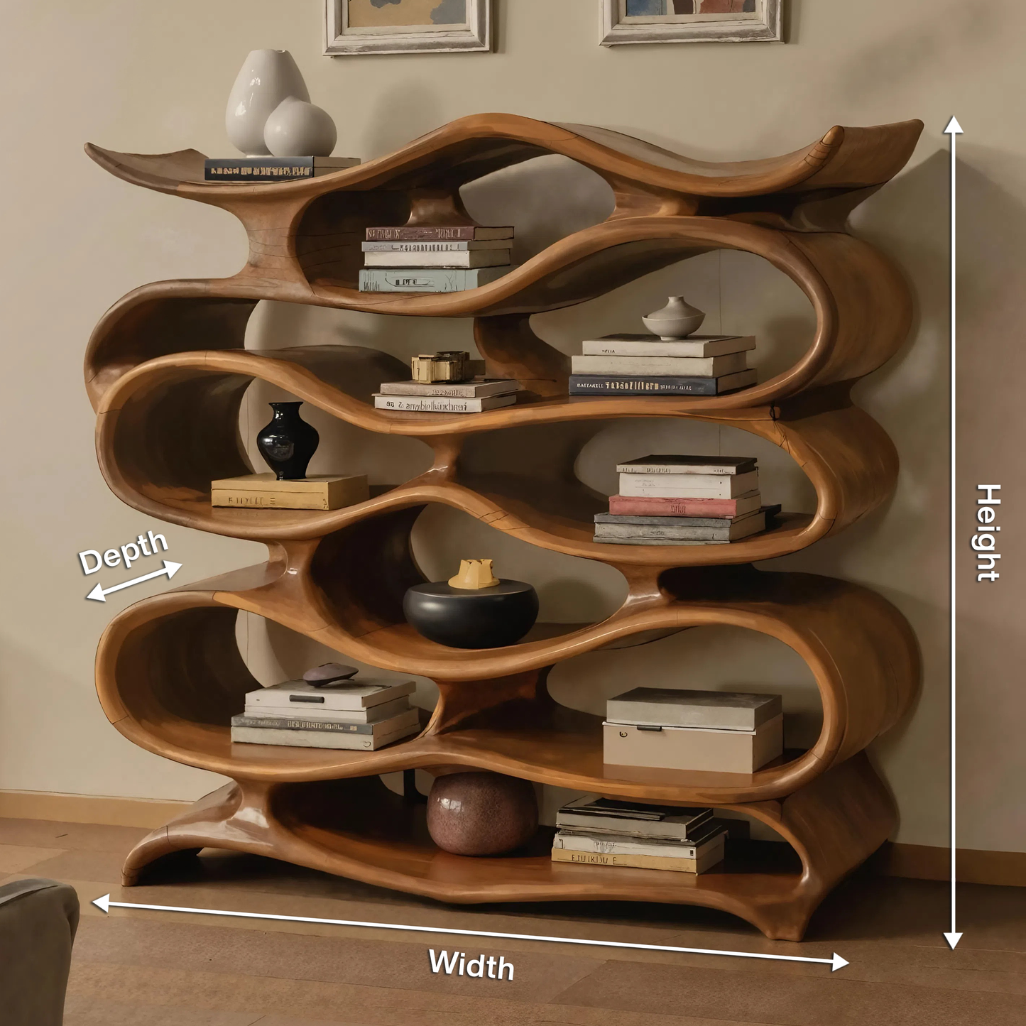 Sculptural Bookshelf Cabinet For Living Room And Office Kitchnce