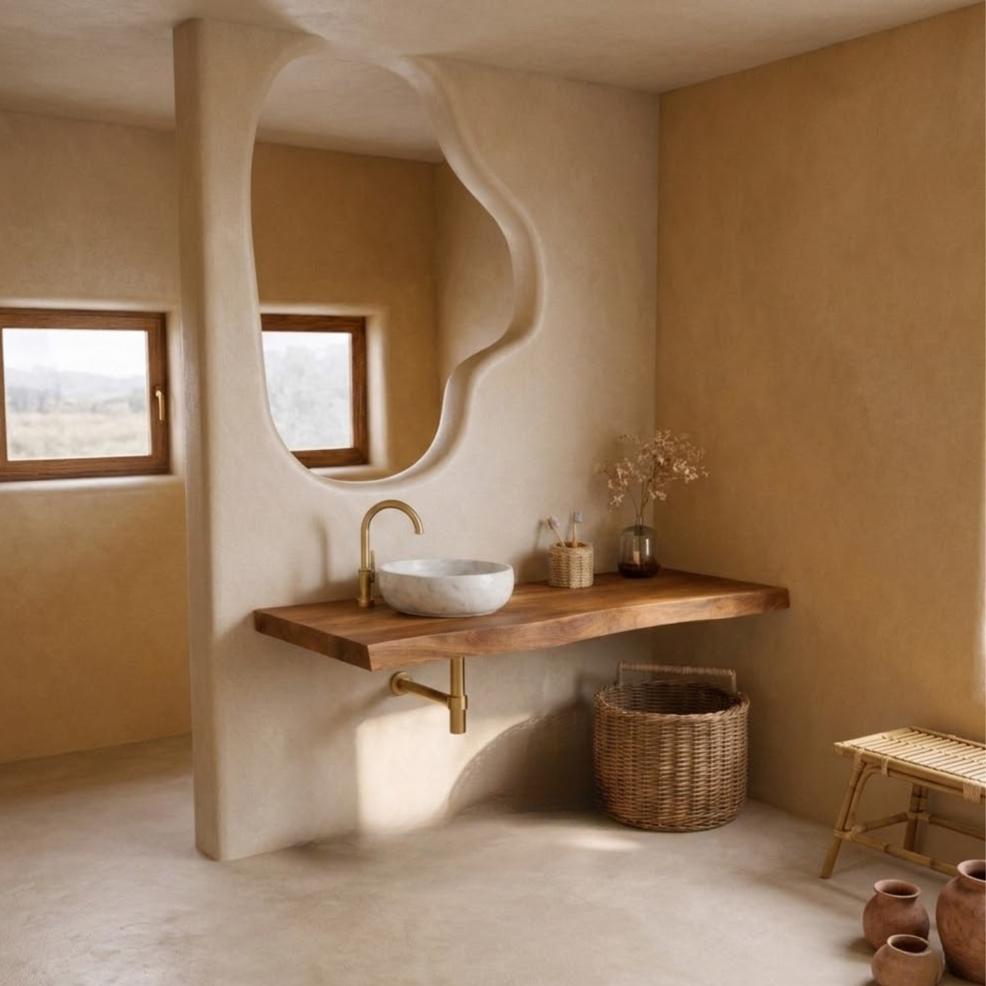 Floating Live Edge Solid Wood Bathroom Vanity Top – Rustic Wall Mounted Wood Countertop Shelf