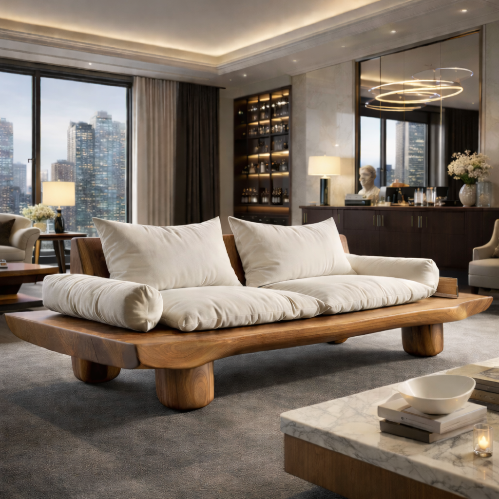Solid Wood Platform Sofa Organic Modern Design