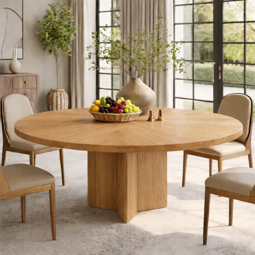 Luxury Solid Wood Round Dining Table for Elegant Interiors