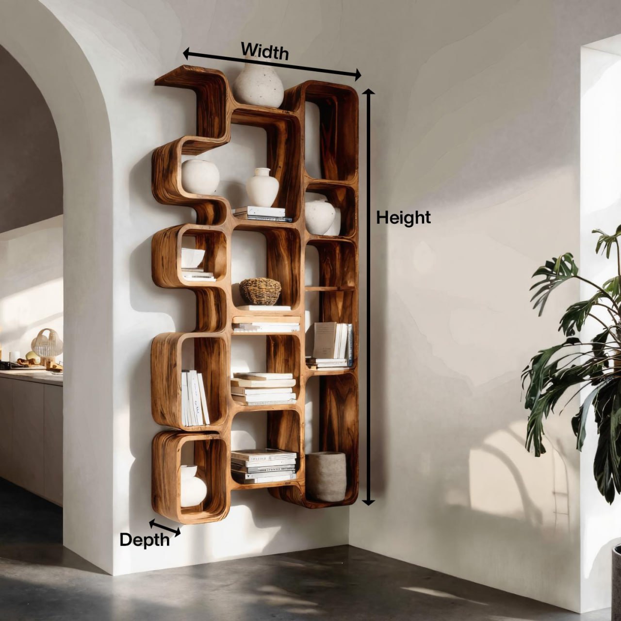 Modern Bookshelf With Integrated Compartments For Living Room Kitchnce