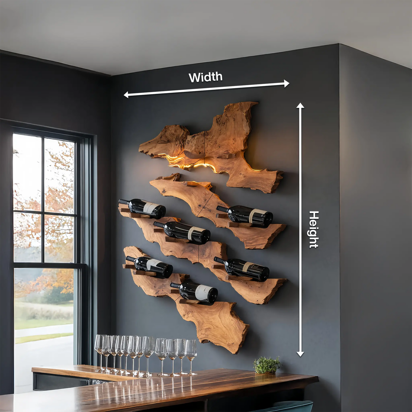 Handcrafted Wooden Live Edge Wine Holder For Bar Decor Ideas Kitchnce