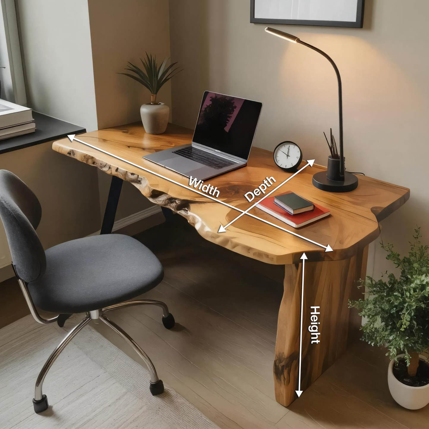 Rustic Office Desk With Live Edge Design For Home Workspace Kitchnce