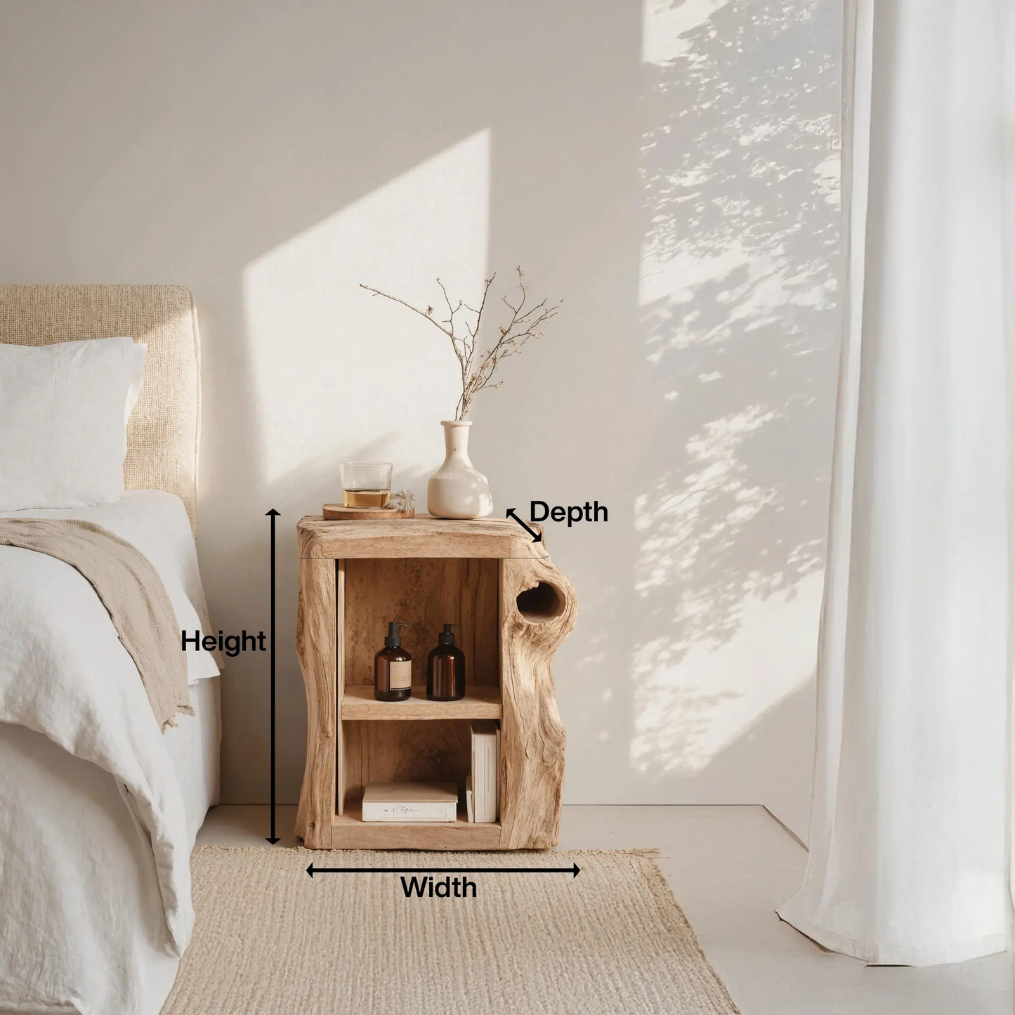 Handcrafted Live Edge Nightstand For Elegant Bedroom Kitchnce