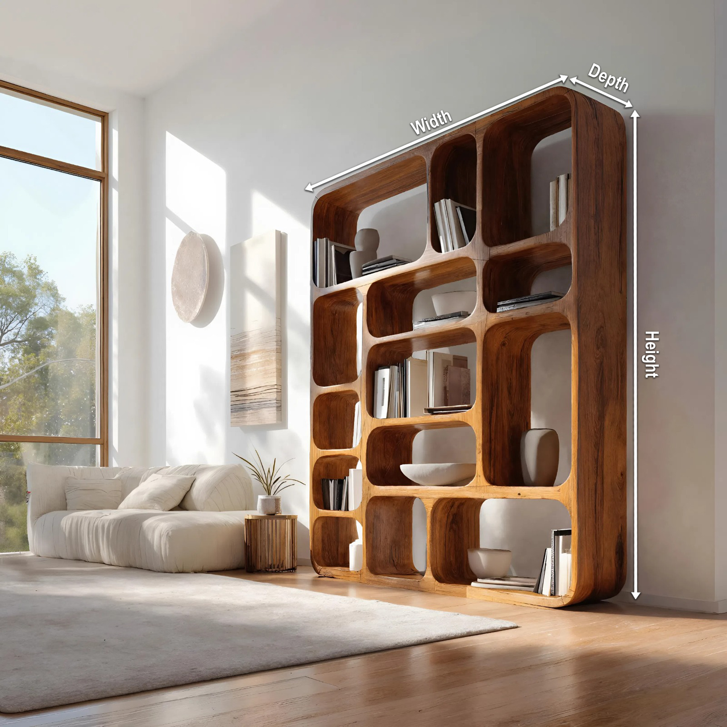 Modern Wall Bookshelf Multiple Compartments For Living Room Kitchnce