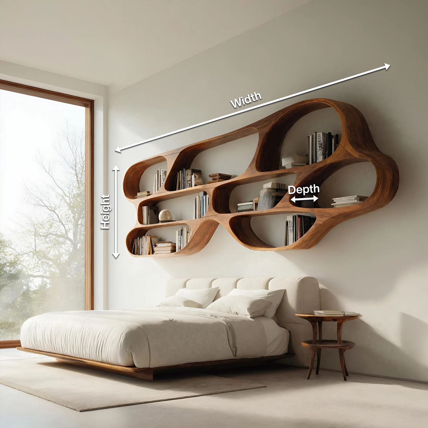 Organic Wall Bookcase For Bedroom Interior Design Kitchnce