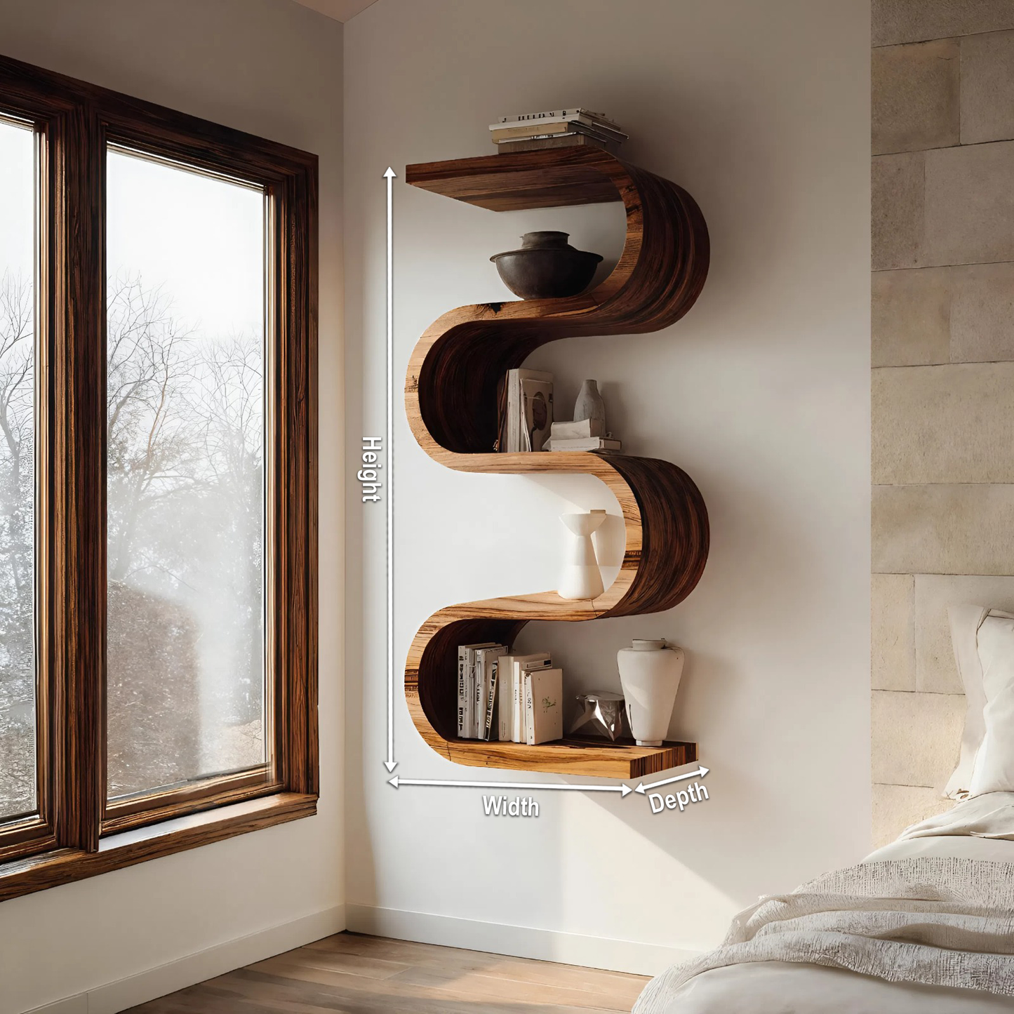 Handcrafted Vertical Wall Bookshelf For Living Or Bedroom Kitchnce
