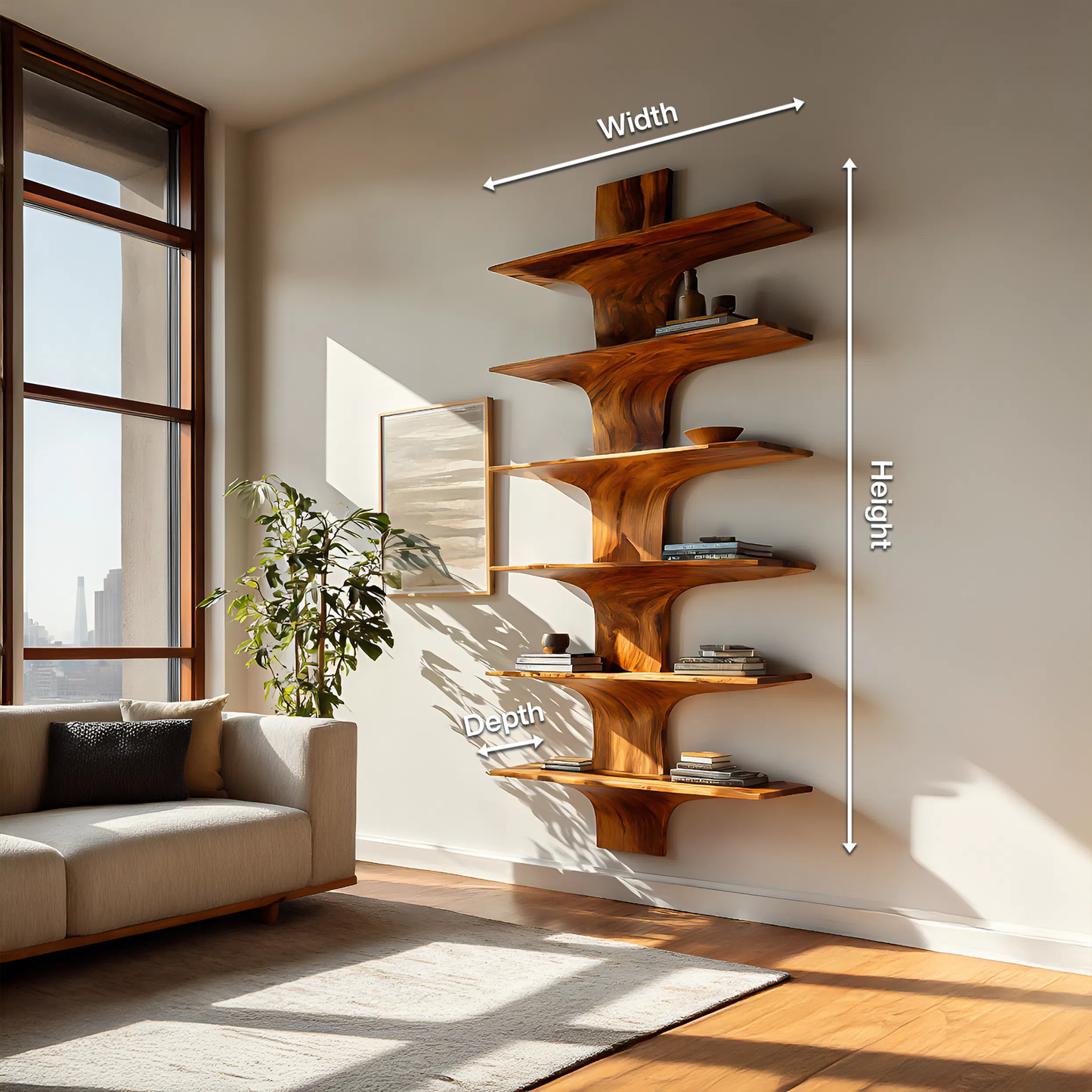 Contemporary Wood Wall Mounted Bookshelf For Home Interior Kitchnce