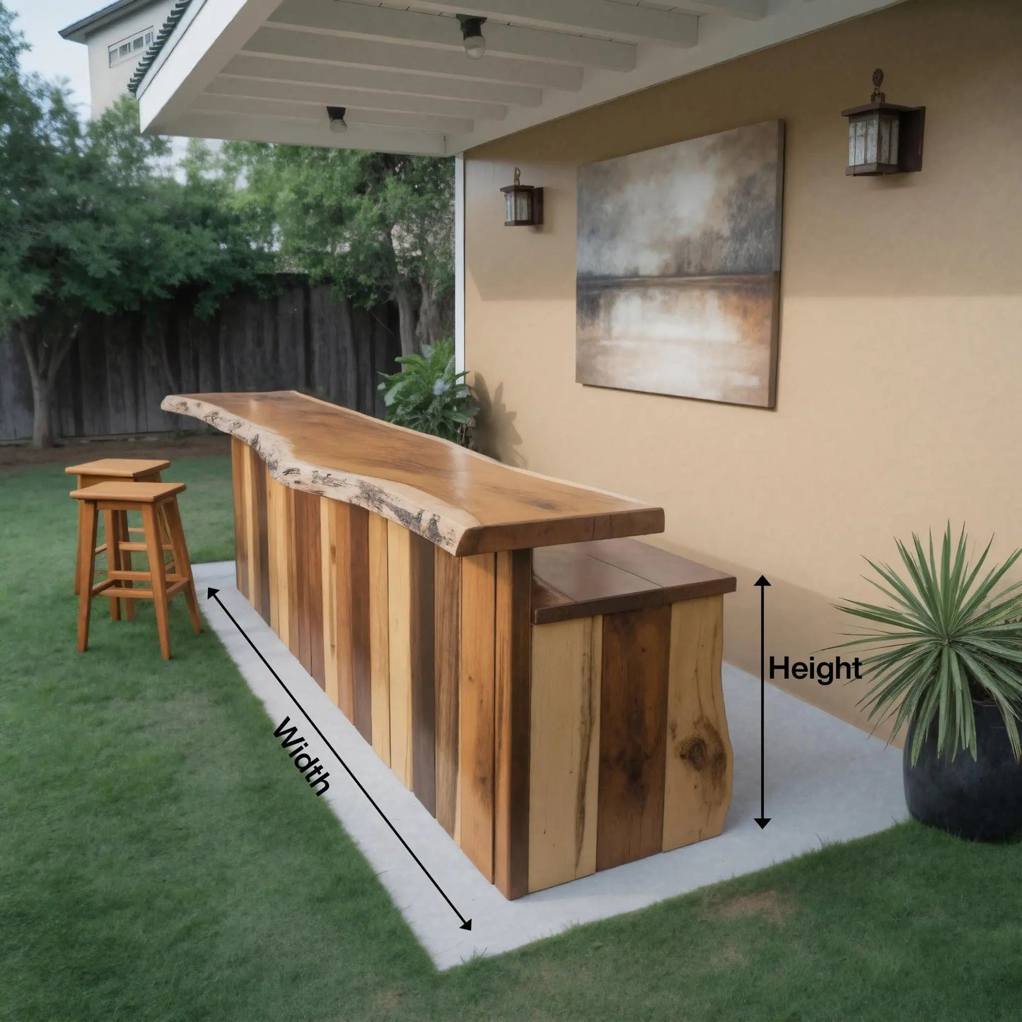 Rustic Live Edge Outdoor Bar Table For Patio Or Garden Kitchnce