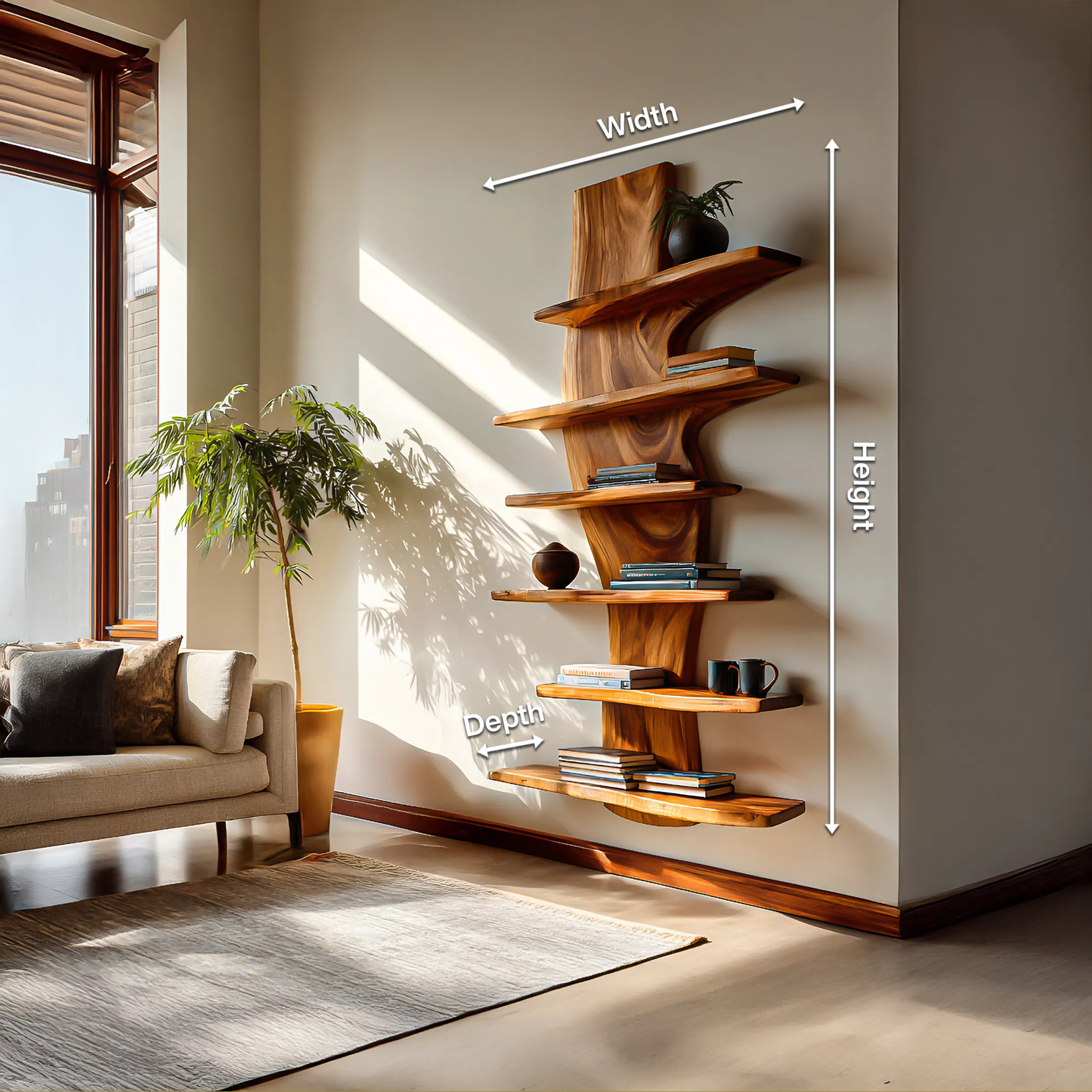 Modern Wooden Floating Bookshelf For Living Room Decor Kitchnce