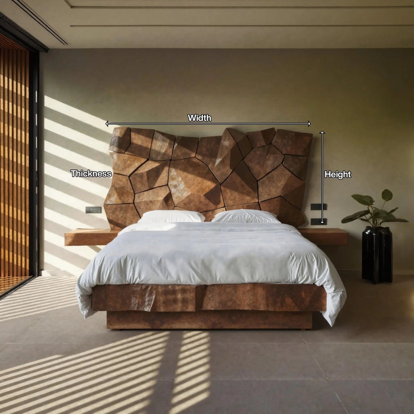 Modern Geometric Headboard Panel For King Or Queen Bed Kitchnce