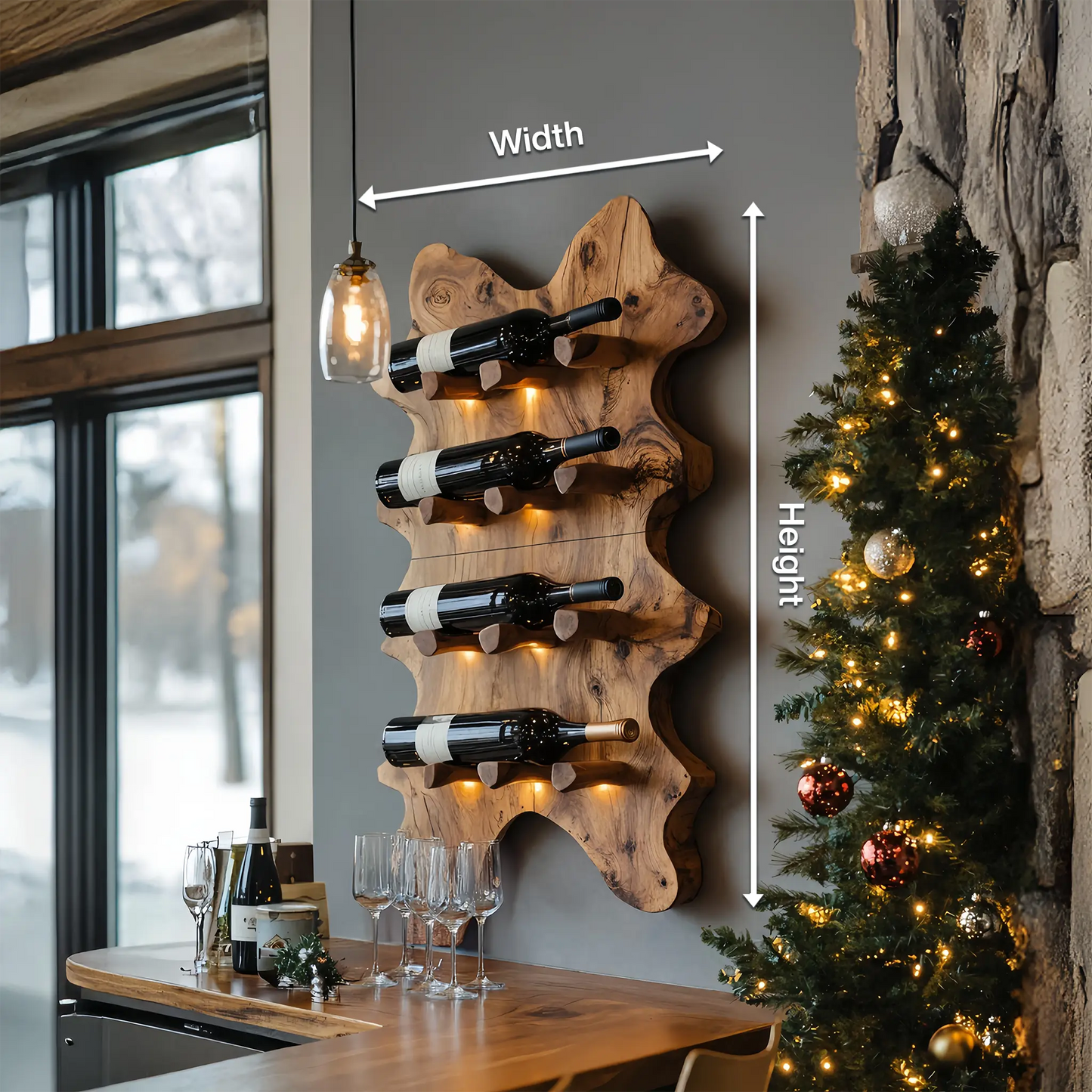 Rustic Live Edge Wall Wine Rack For Cozy Dining Rooms Kitchnce