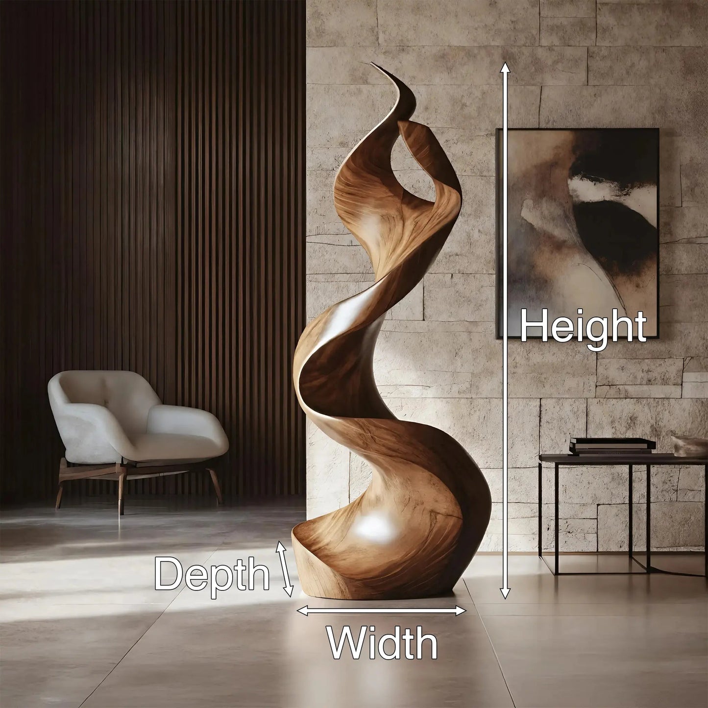 Rustic Large Wooden Sculpture For Furniture Art Feature Kitchnce