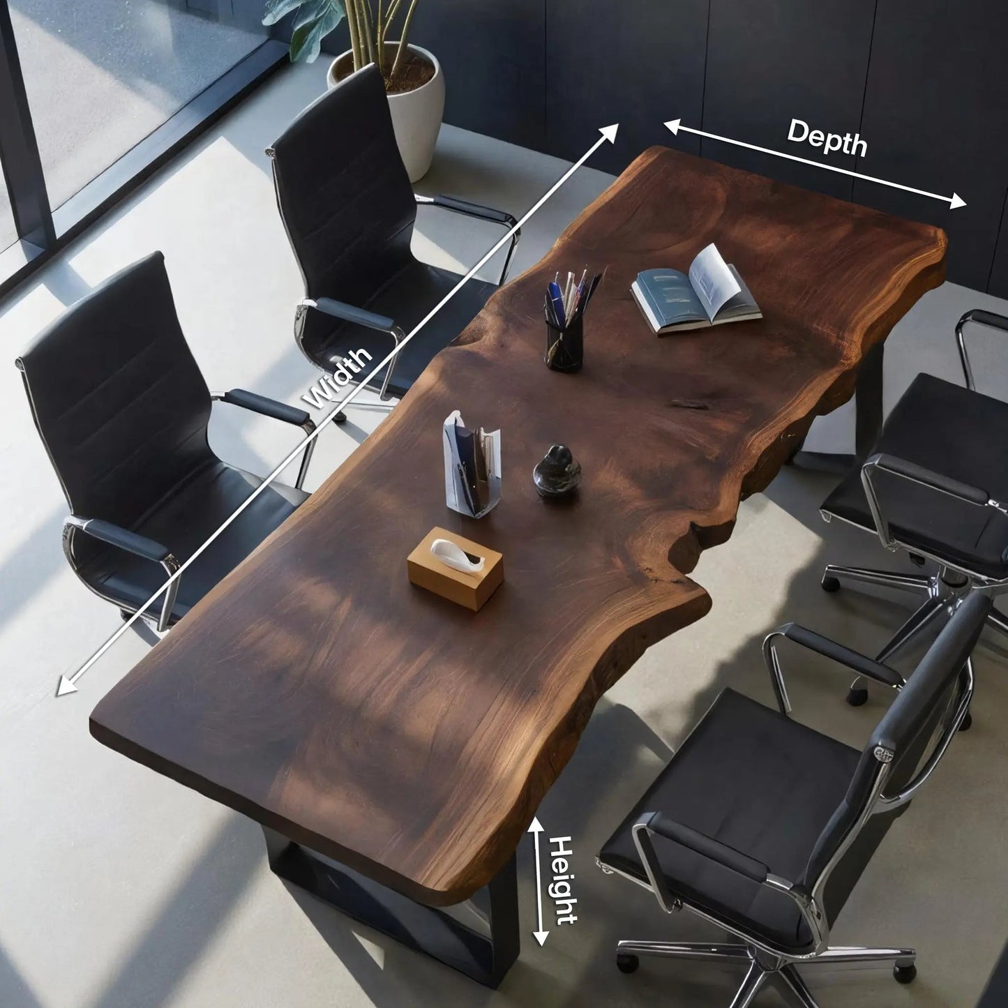 Rustic Live Edge Conference Table For Modern Office Kitchnce