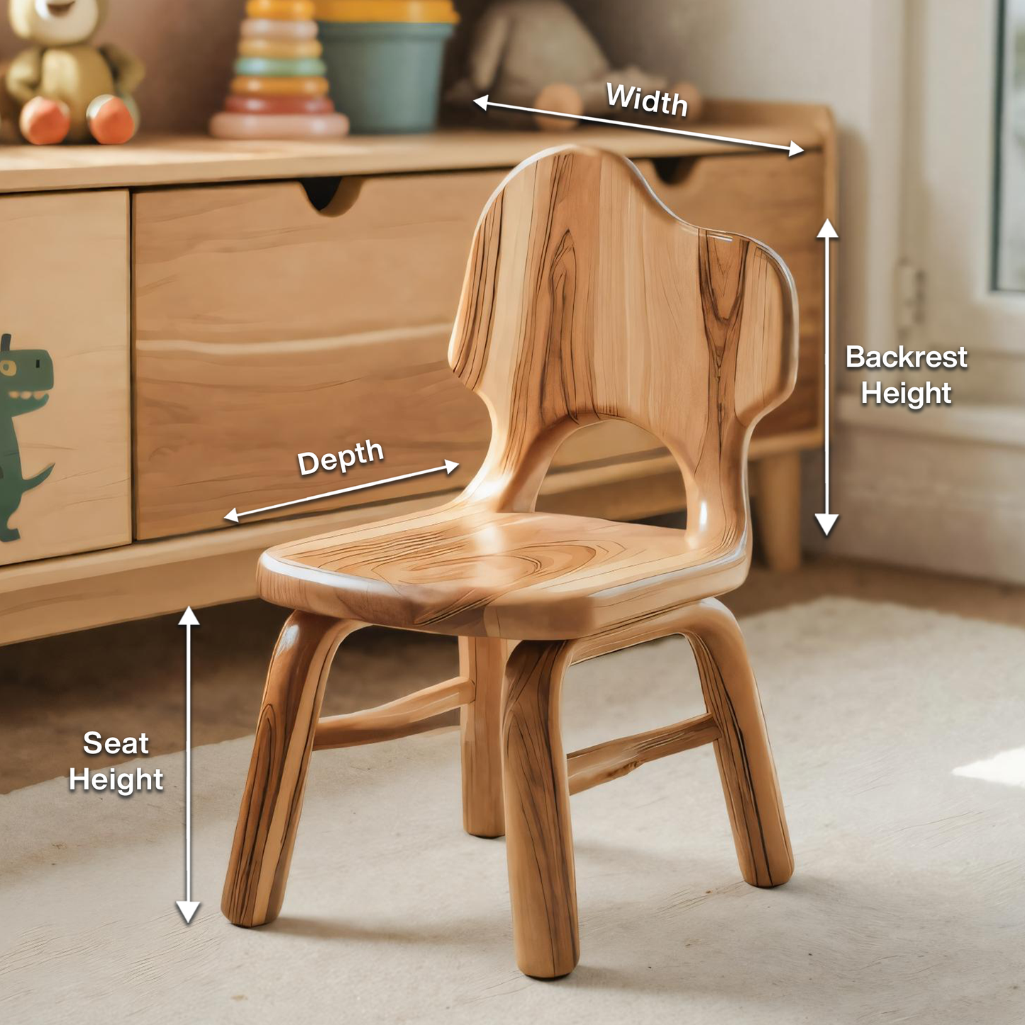 Montessori Toddler Chair With Cute Backrest For Playroom Nursery And Preschool Kitchnce