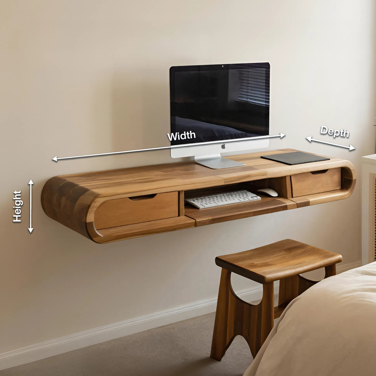 Modern Floating Wall Mounted Desk With Drawers For Bedroom And Office Kitchnce