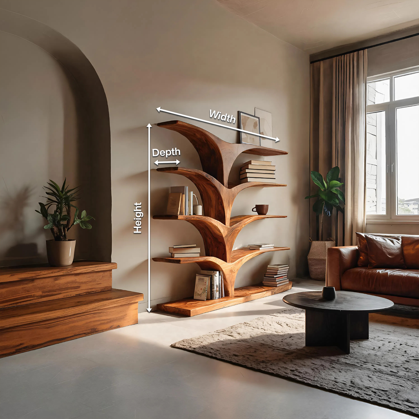 Contemporary Curved Bookshelf For Modern Interior Kitchnce