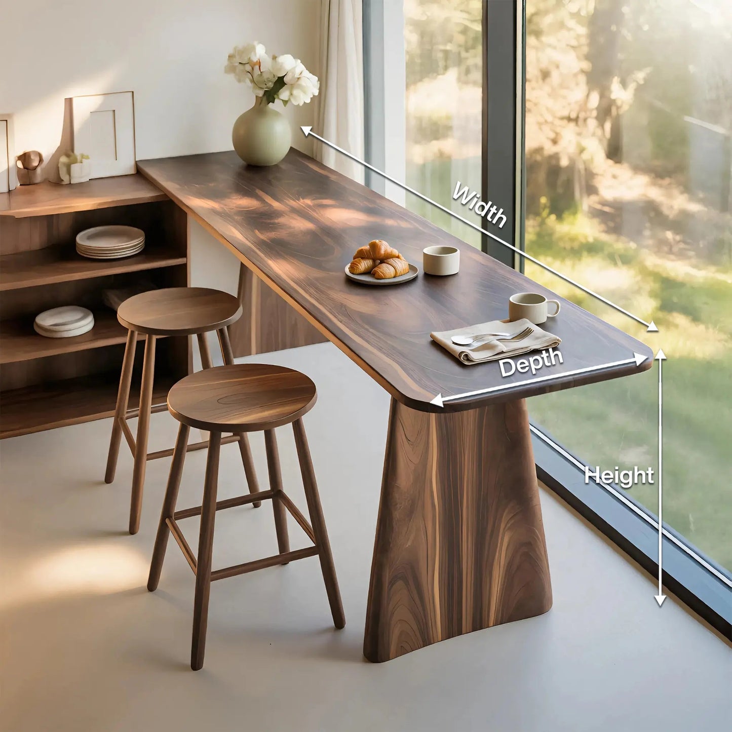 Modern Minimalist Wood Bar Table For Kitchen And Dining Kitchnce