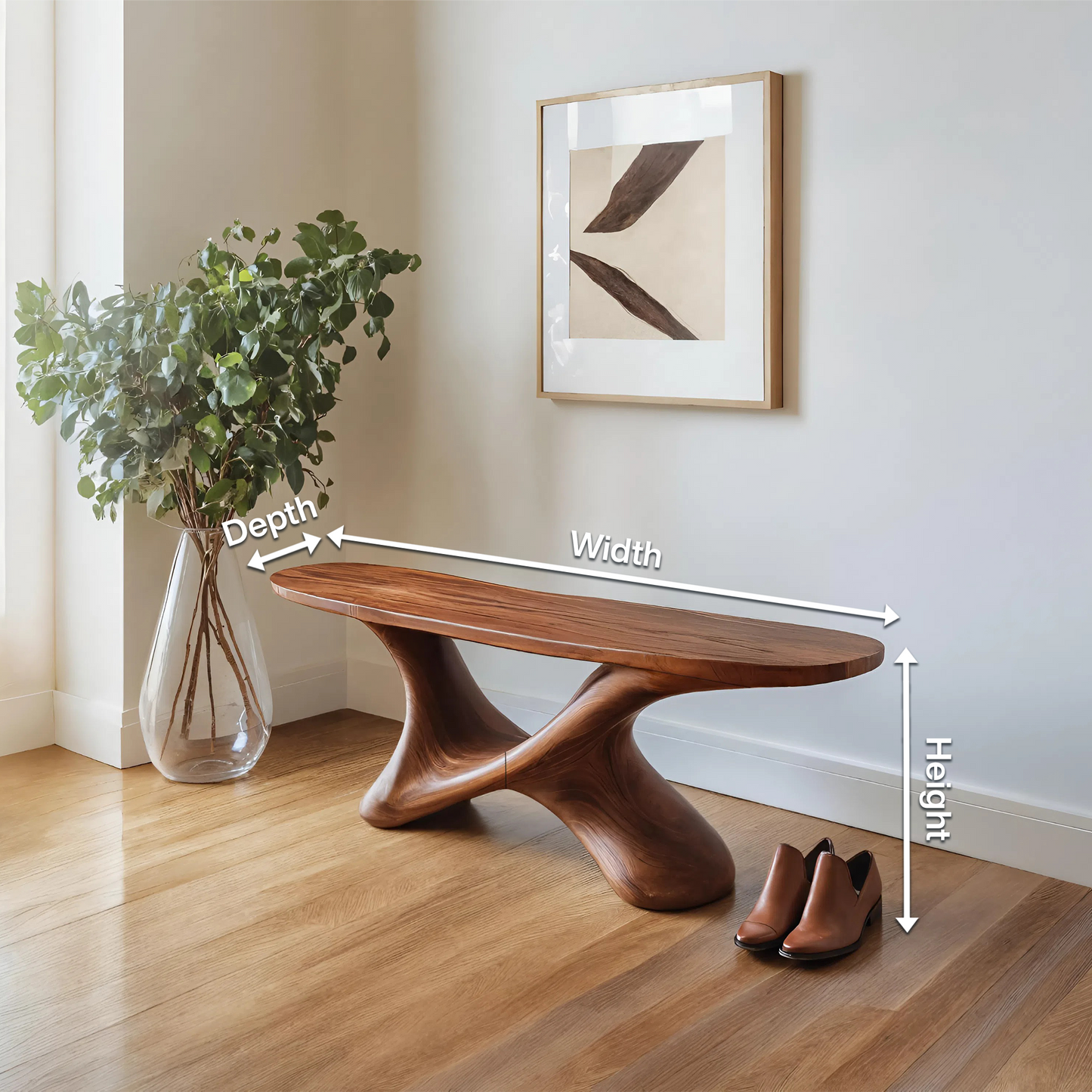 Modern Sculptural Bench With Twisted Base For Entryway Kitchnce