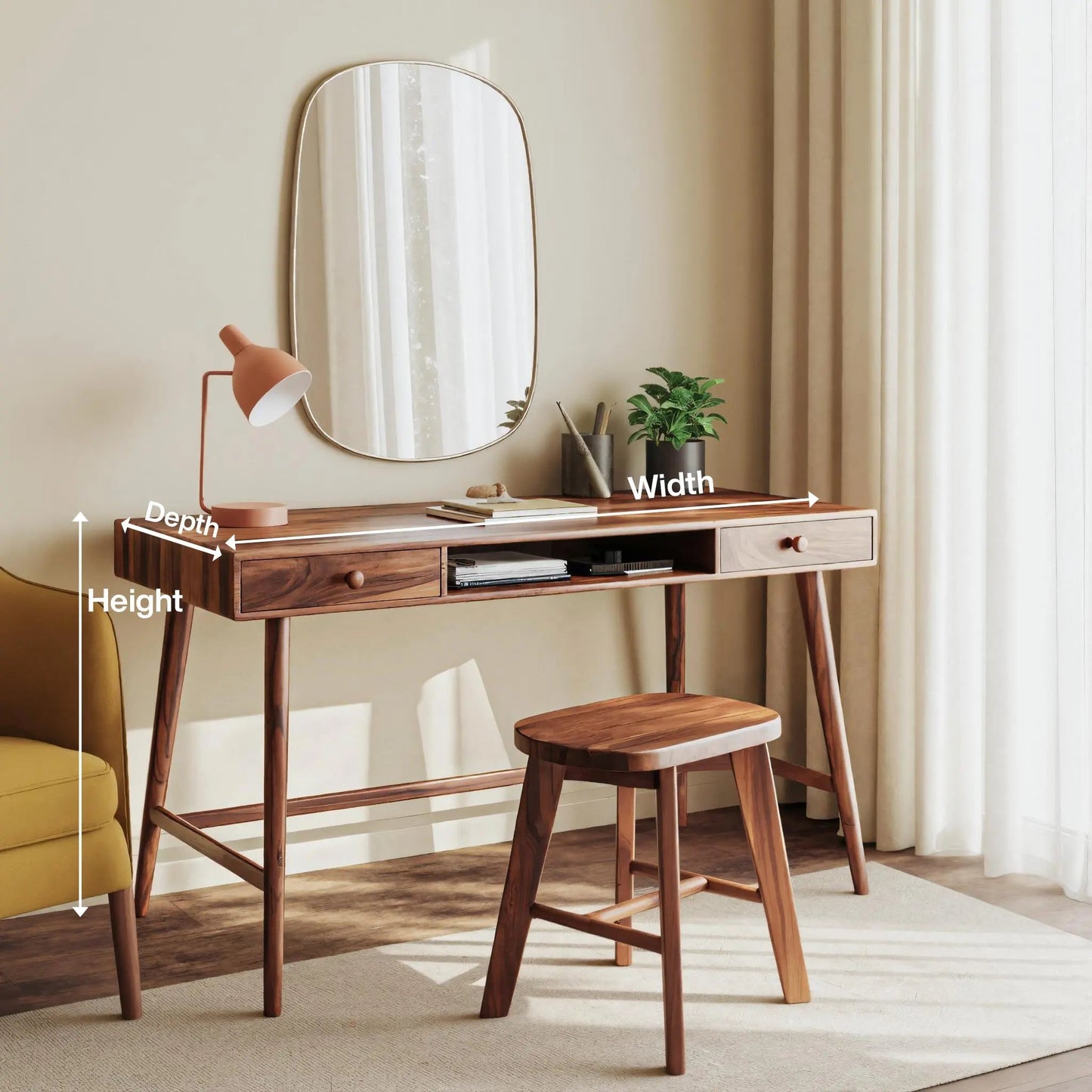 Mid Century Desk With Drawer For Home Office And Workspace Kitchnce