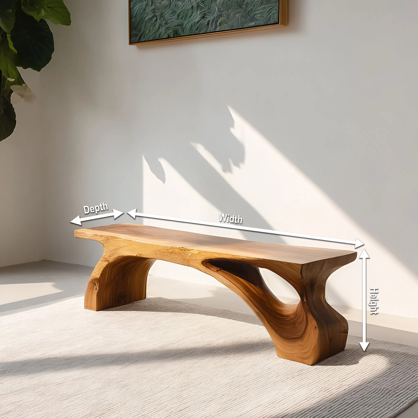 Organic Live Edge Bench For Modern Entryway Or Living Room Kitchnce