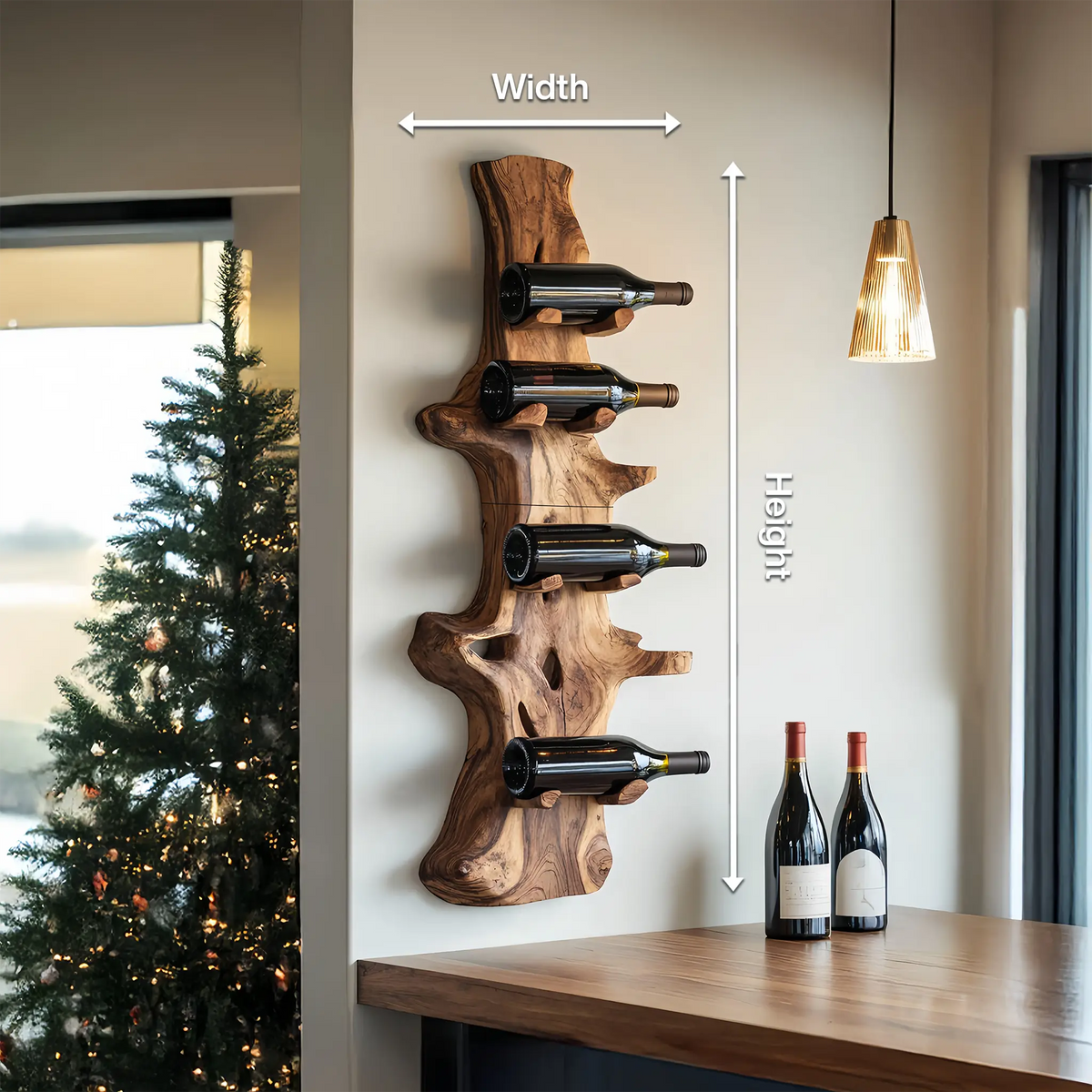 Handcrafted Live Edge Wine Holder For Modern Furniture Decor Kitchnce