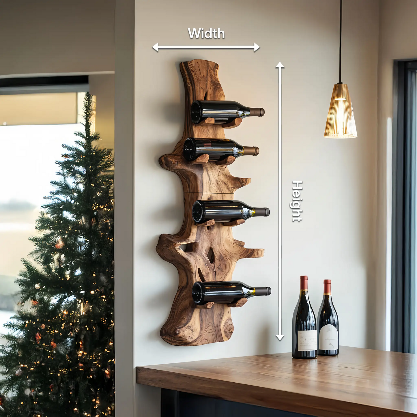 Handcrafted Live Edge Wine Holder For Modern Furniture Decor Kitchnce