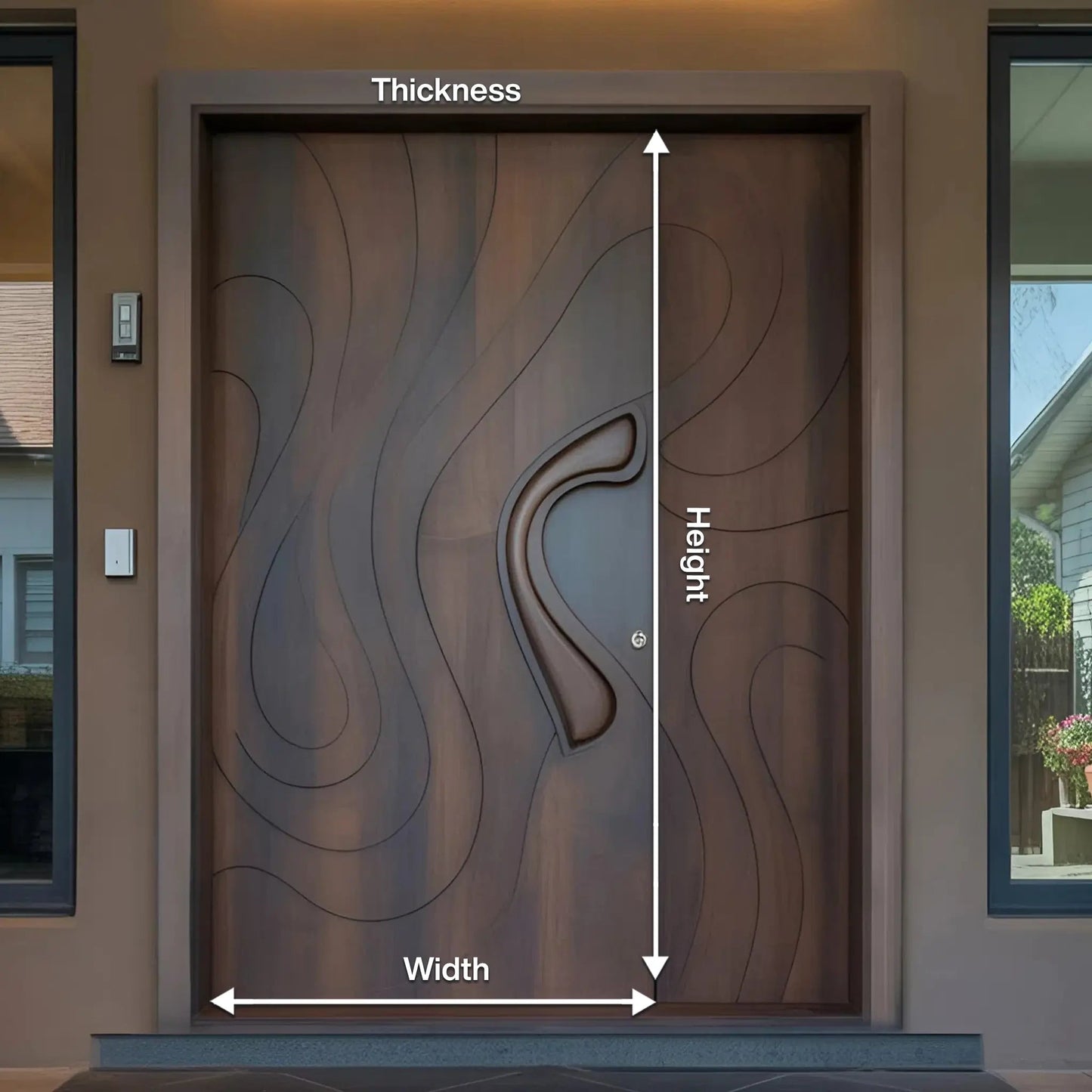 Modern Sculpted Front Door With Carved Design For Contemporary Entryway And Home Kitchnce