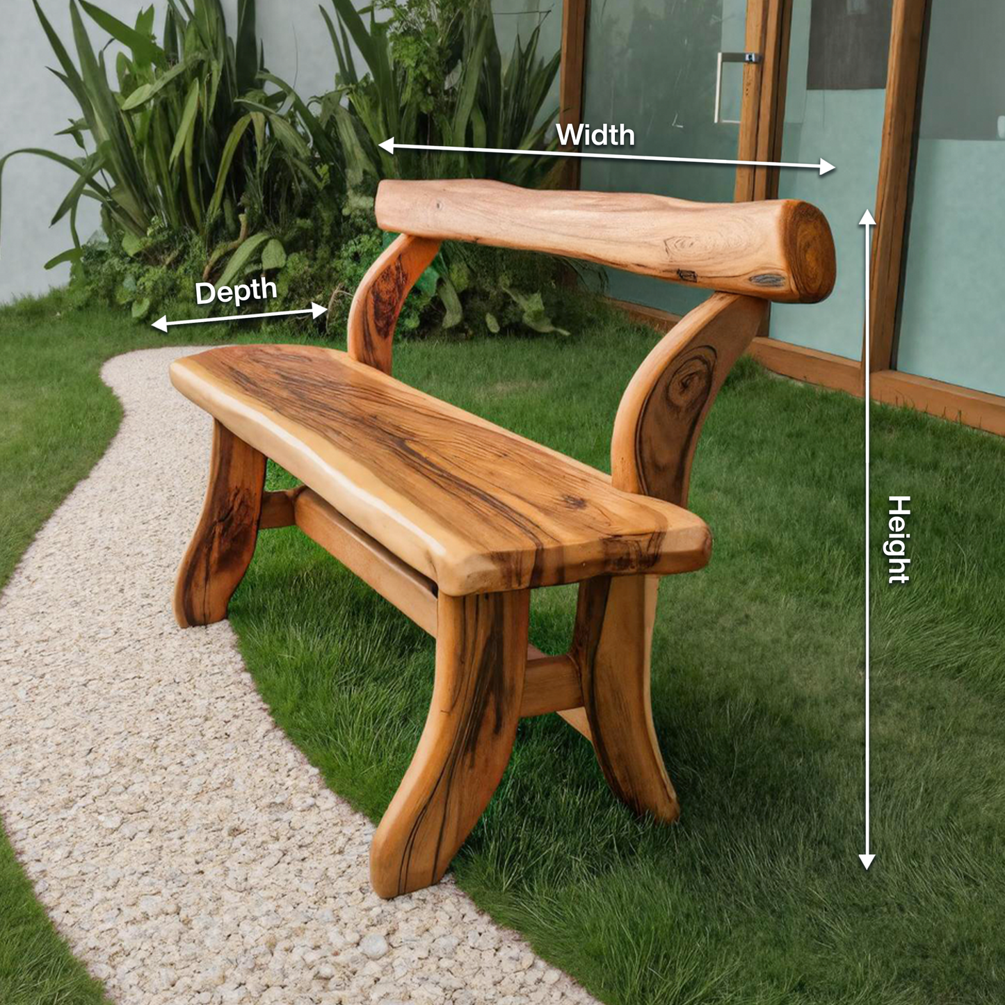 Rustic Garden Bench With Curved Seat For Patio Pathway And Front Porch Kitchnce