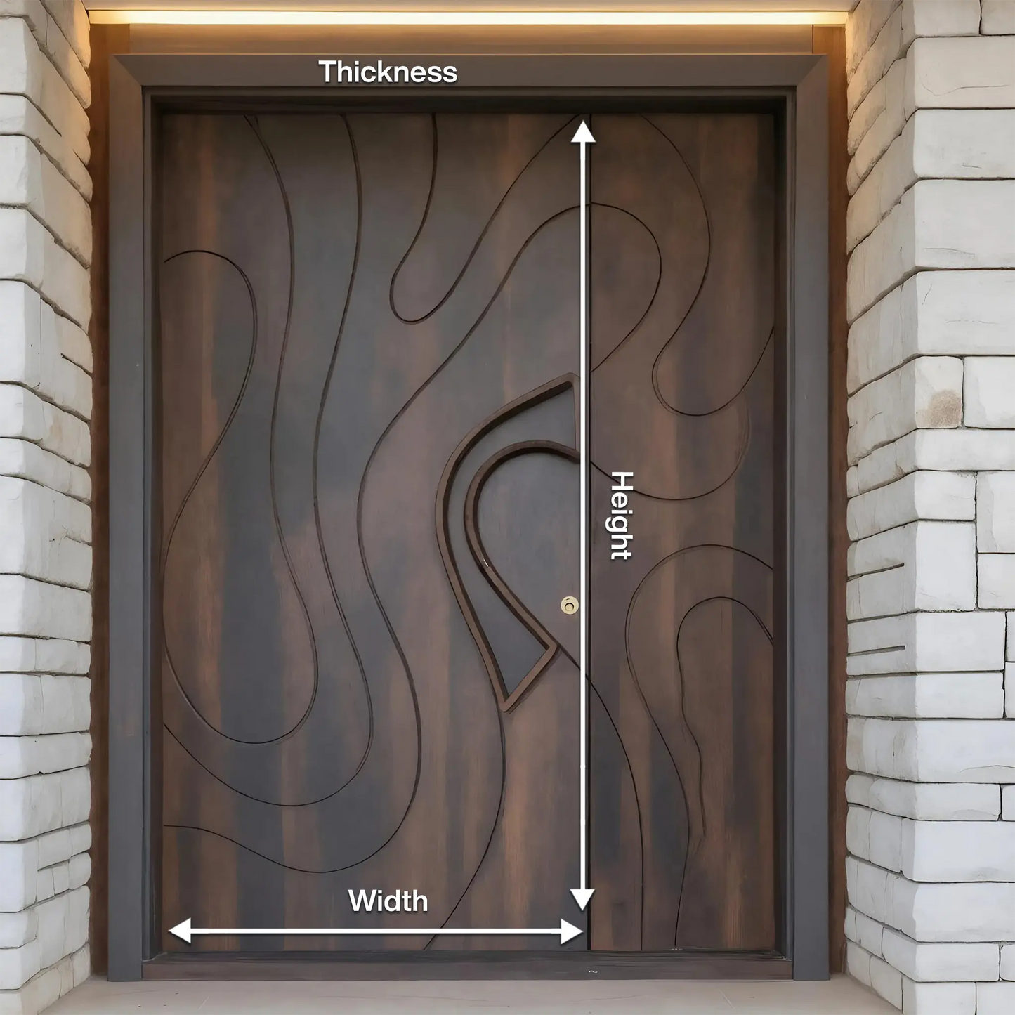 Modern Sculpted Door With Abstract Carving For Entryway And Contemporary Exterior Kitchnce