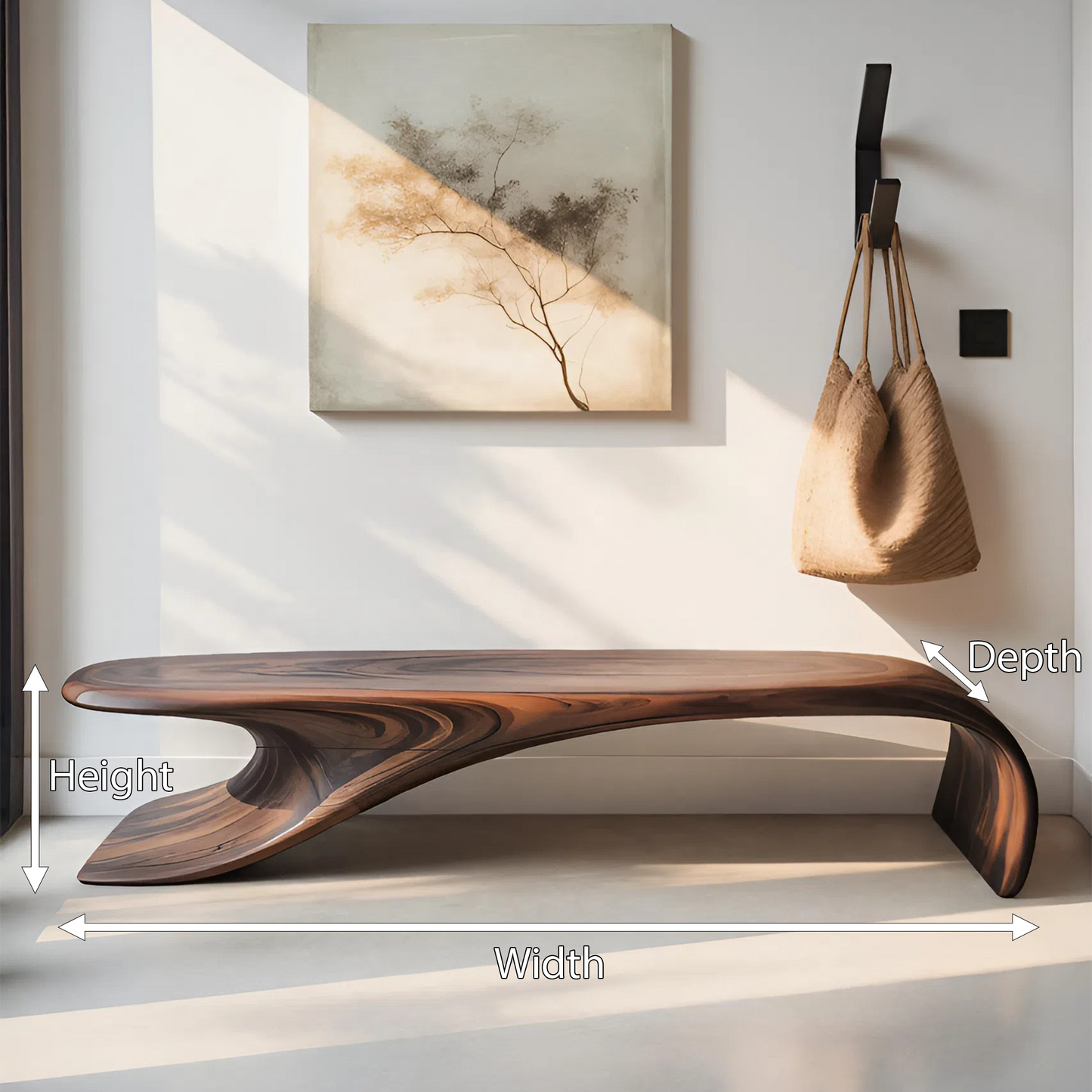 Modern Sculptural Bench With Flowing Curves For Living Room Kitchnce