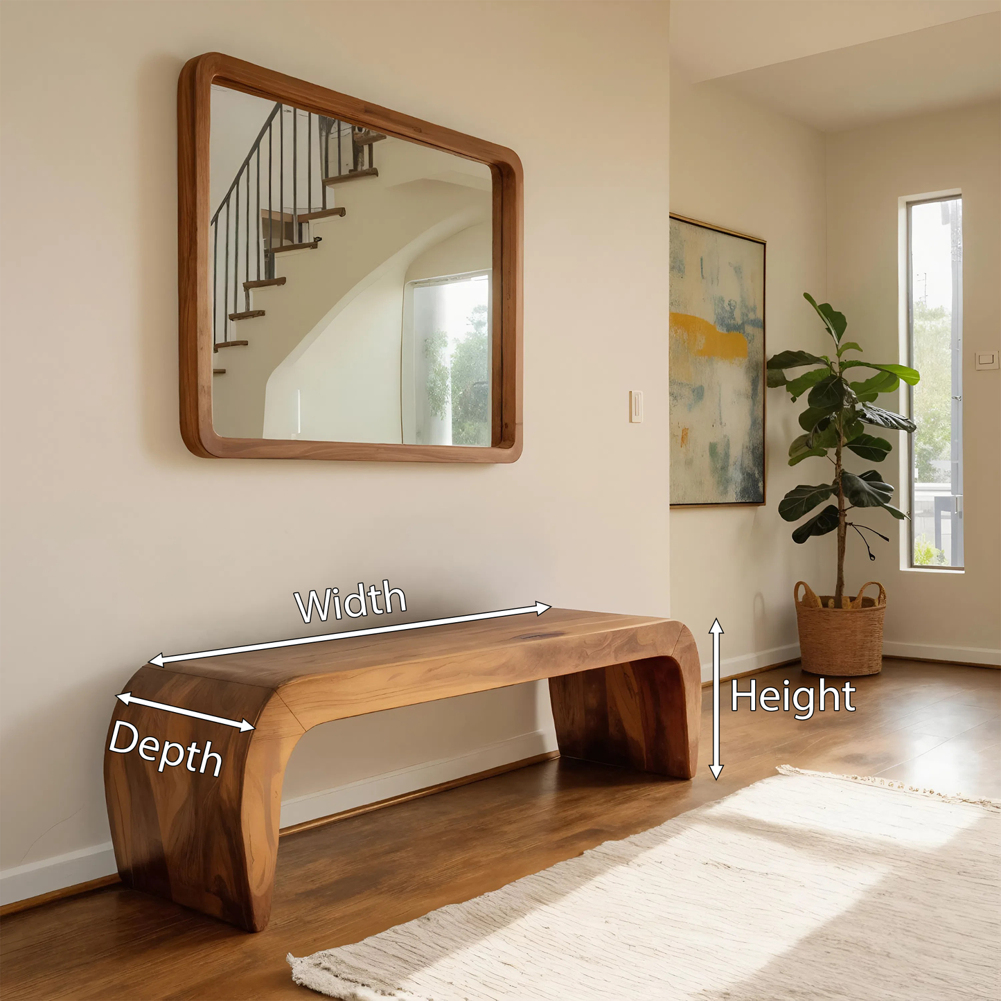 Contemporary Bench With Curved Design For Entryway Kitchnce