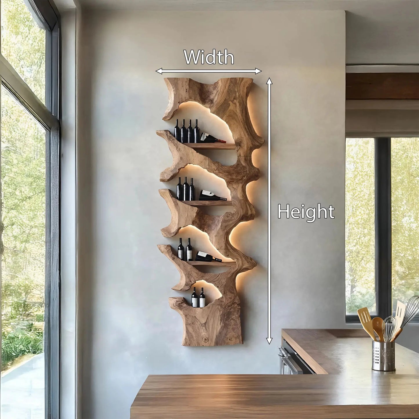 Mid Century Solid Wood Wine Rack For Bar Decor And Display Kitchnce