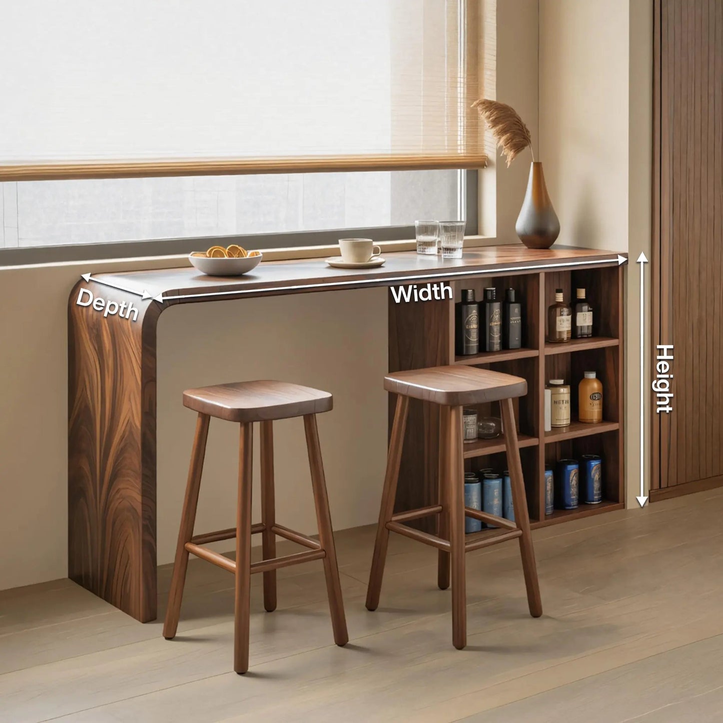 Modern Wooden Bar Table With Storage For Kitchen Or Home Mini Bar Kitchnce