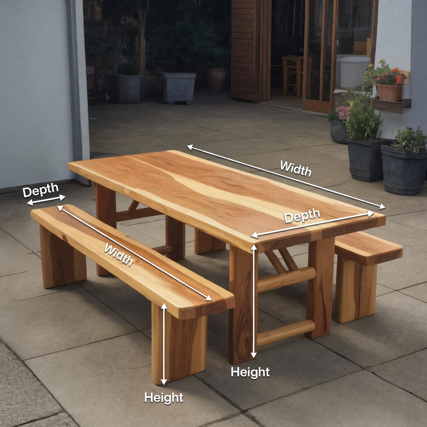 Rustic Outdoor Table With Benches For Garden Or Backyard Gatherings Kitchnce